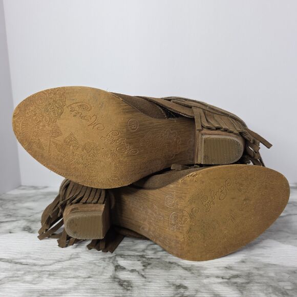 Naughty Monkey Boots Brown Fringe Suede Western Heel  Womens US 7.5 Boho Y2K - Picture 10 of 13